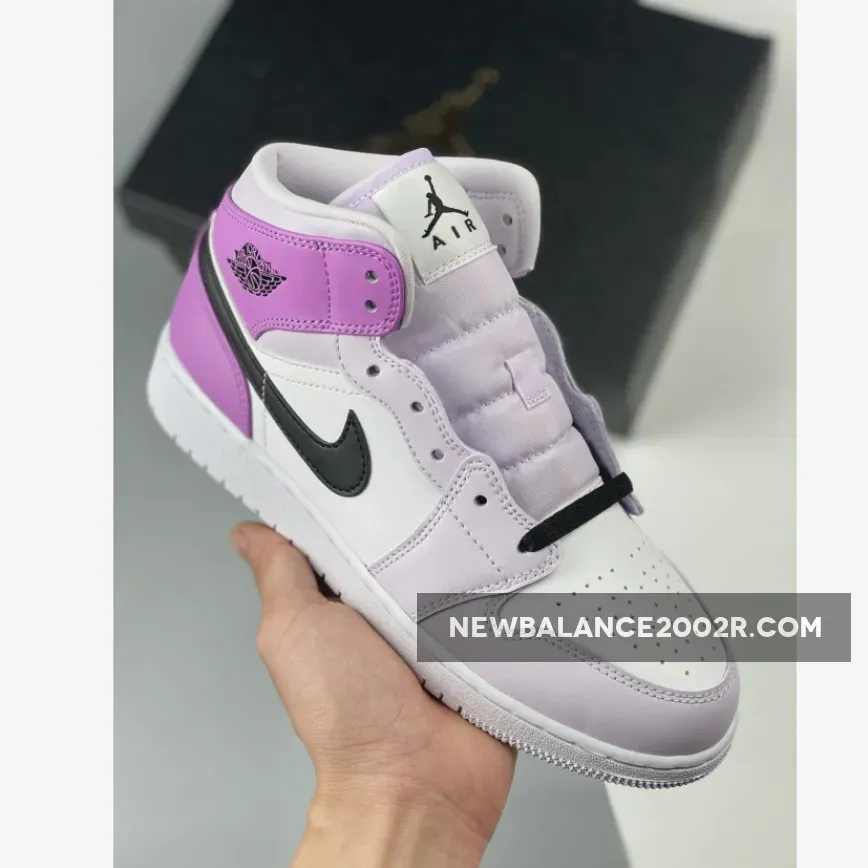 Air Jordan 1 Mid Barely Grape/Black-White-Rush Fuchsia | dq8423