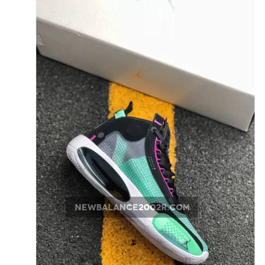 Air Jordan 34 Blue Void/Green Glow-Black-Metallic Silver