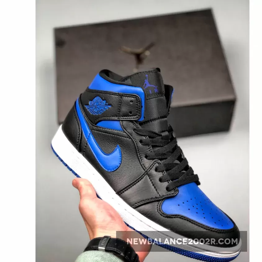 Air Jordan 1 Mid 'Royal' AJ1 BLACK/HYPER ROYAL-WHITE 554724-068