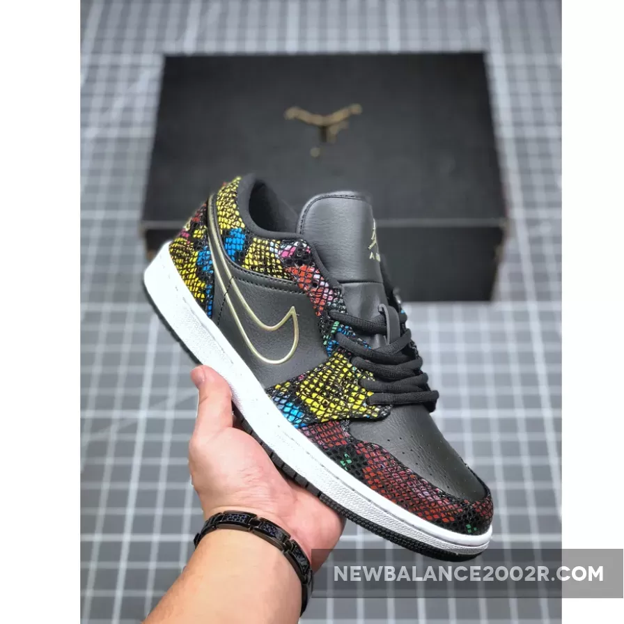 Air Jordan 1 Low 'BHM' Multicolor Snakeskin CW5580-001 Brand New