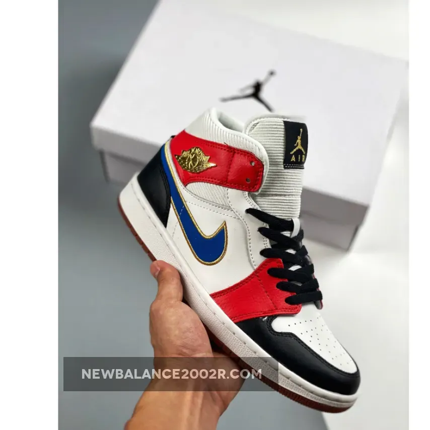 Gold And Blue Jordan 1 Air Jordan 1 Mid Sail Red Black Blue Gold DC1426-100