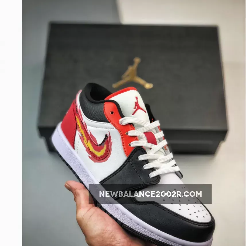 Air Jordan 1 Low "Flaming Swoosh" White/Black-Red-Orange Flame FJ7222-101
