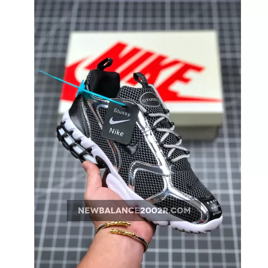 Stussy x Nike Air Zoom Spiridon Cage 2 Pure Platinum CU1854-001 stussy spiridon silver