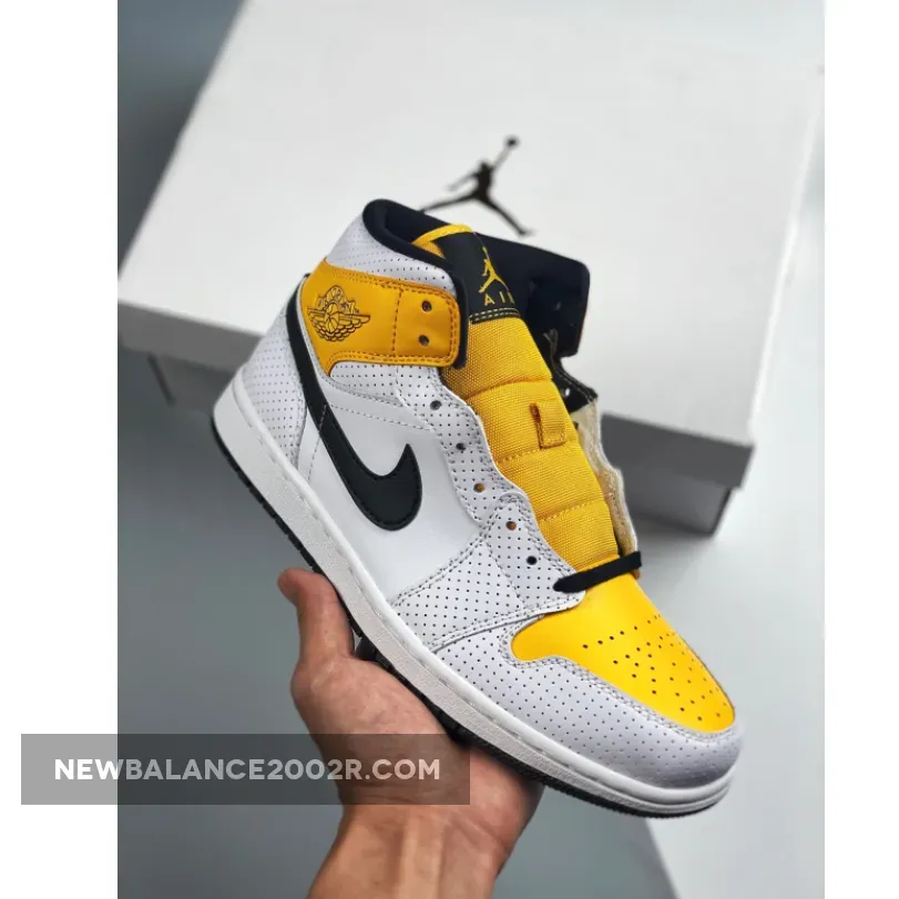 Air Jordan 1 Mid White/Black-University Gold / white university gold jordan 1