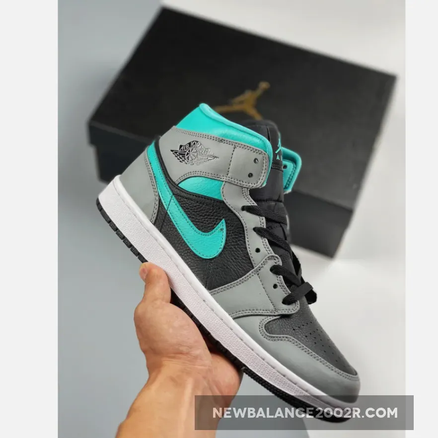 Air Jordan 1 Grey Aqua - Air Jordan 1 Mid Black Grey Aqua Blue 554724-063