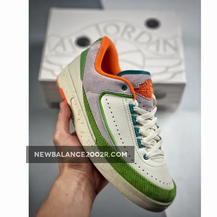 Titan x Air Jordan 2 Low Sail/Safety Orange-Chlorophyll-Coconut Milk DV6206-183 Air Jordan 2 Retro Low