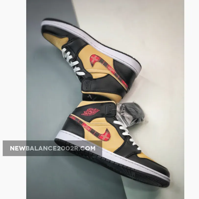 Air Jordan 1 Mid "Tartan Swoosh" Tan/Black-Red DZ5329-001 Air Jordan 1 Mid "Tartan Swoosh" Tan/Black-Red DZ5329-001