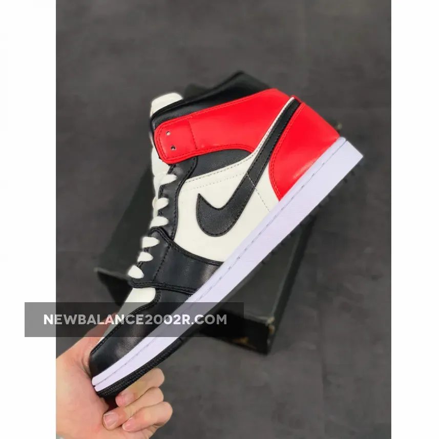 Air Jordan 1 Mid Light Orewood Brown/Newsprint-Bright Crimson #light orewood brown/ironstone/light orewood brown -