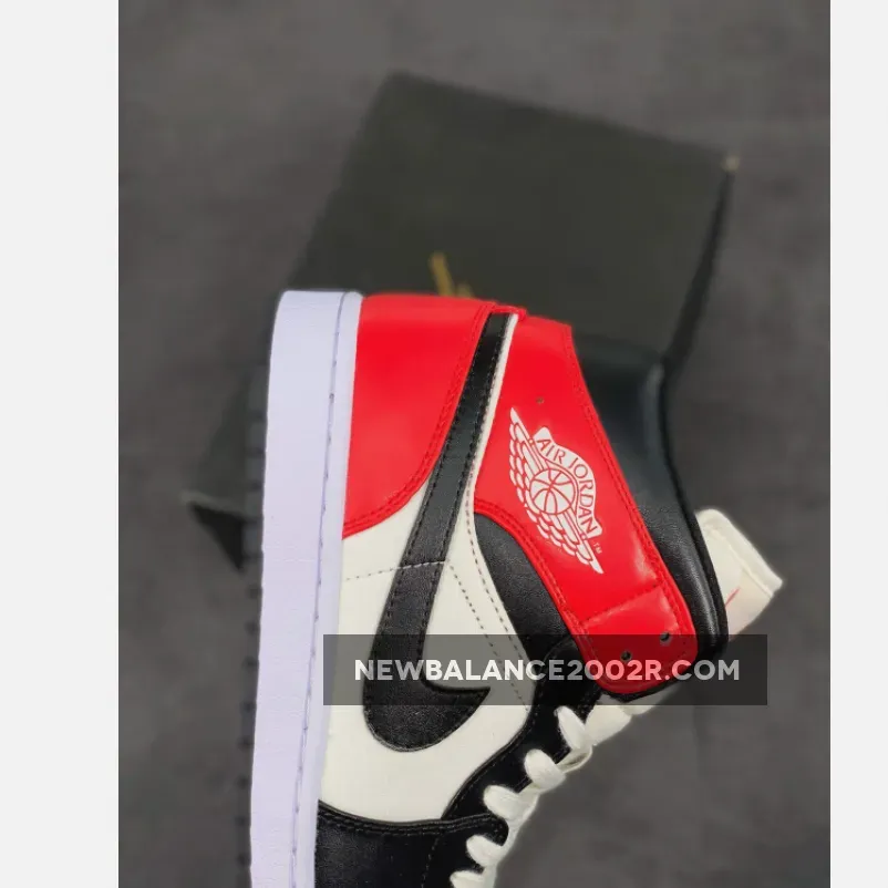 Air Jordan 1 Mid Light Orewood Brown/Newsprint-Bright Crimson #light orewood brown/ironstone/light orewood brown -