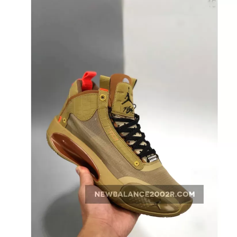 Air Jordan 34 'Bayou Boys' Mens AJ34 DA1897-300 Brown Kelp/Bright Crimson air jordan 34 bayou