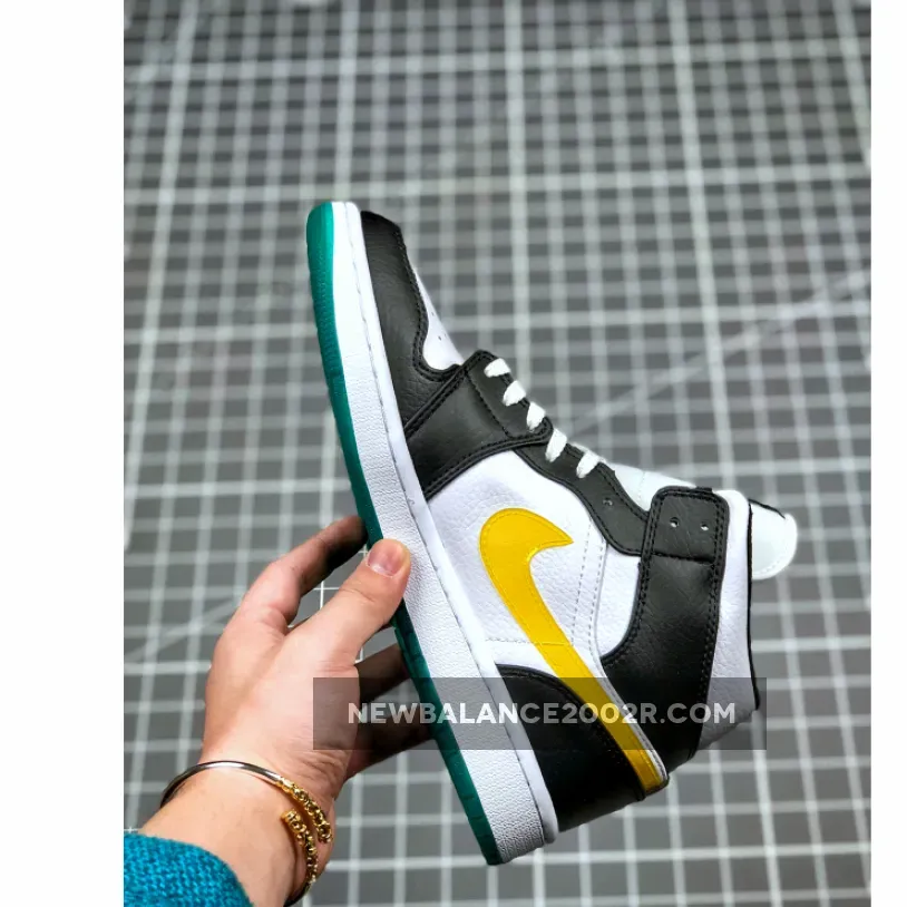 Air Jordan 1 Mid Lucid Green Alternate Swooshes black/university red-white-lucid green