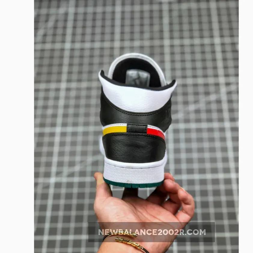 Air Jordan 1 Mid Lucid Green Alternate Swooshes black/university red-white-lucid green