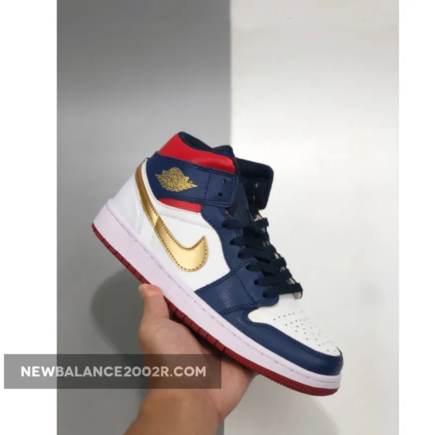 Air Jordan 1 Mid 'USA Olympic' White/Varsity Red-Midnight Navy #olympic jordan 1