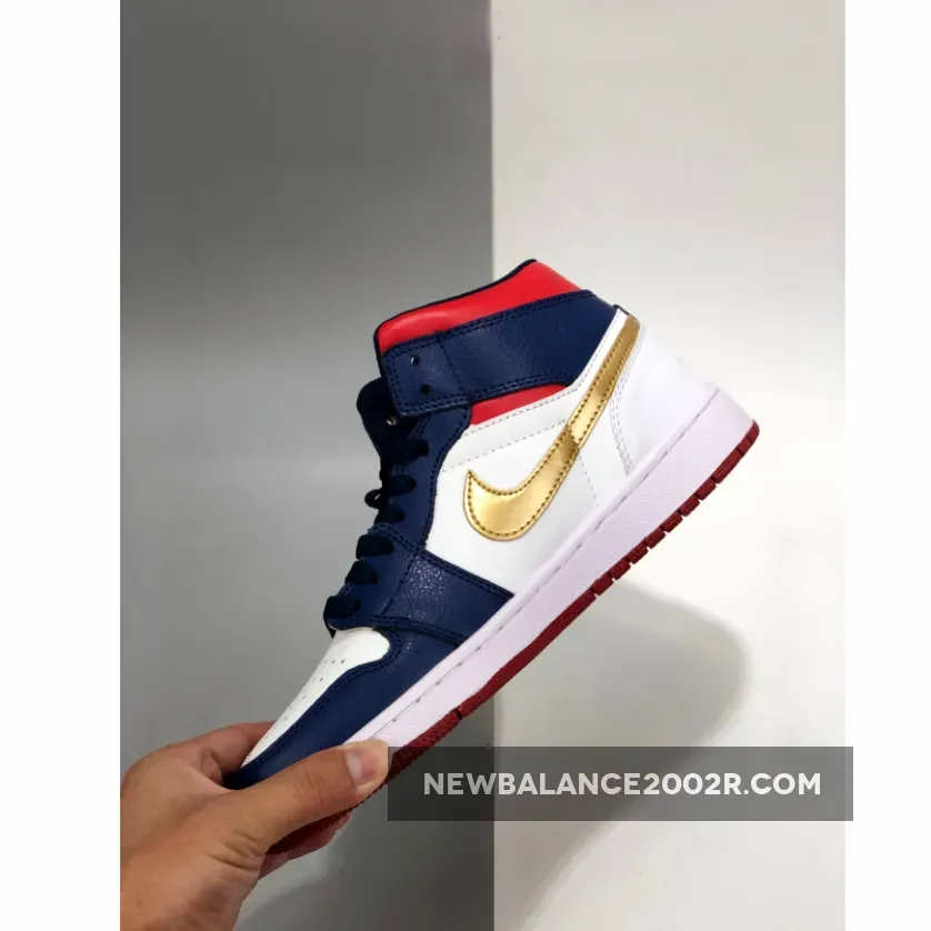 Air Jordan 1 Mid 'USA Olympic' White/Varsity Red-Midnight Navy #olympic jordan 1