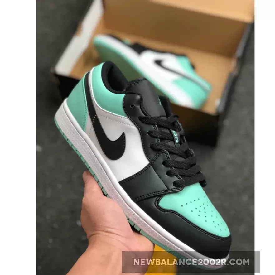 Air Jordan 1 Low White/Emerald Rise-Black - low rise black and white jordans