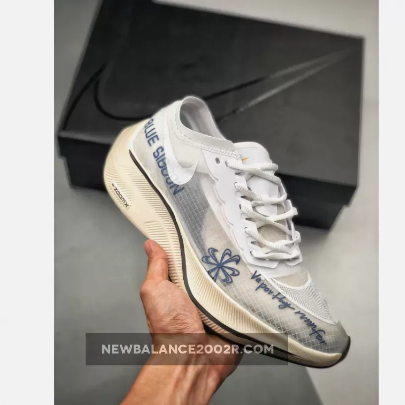 Nike ZoomX VaporFly NEXT% White/Team Royal-Orange Peel #blue ribbon sports