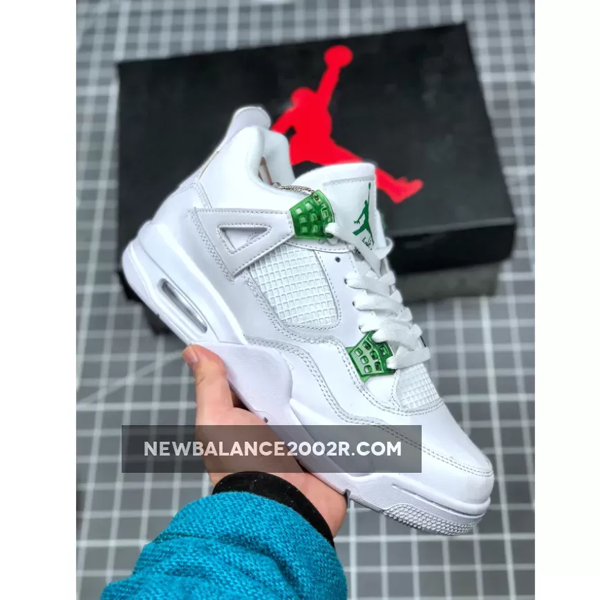 Air Jordan 4 Retro 'Metallic Green' AJ4 WHITE SILVER-PINE - air jordan 4 white and green