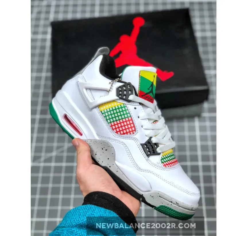 Goat Jordan Retro 4 - Air Jordan 4 'Rasta' White/University Red-Lucid Green-Black AQ9129-100
