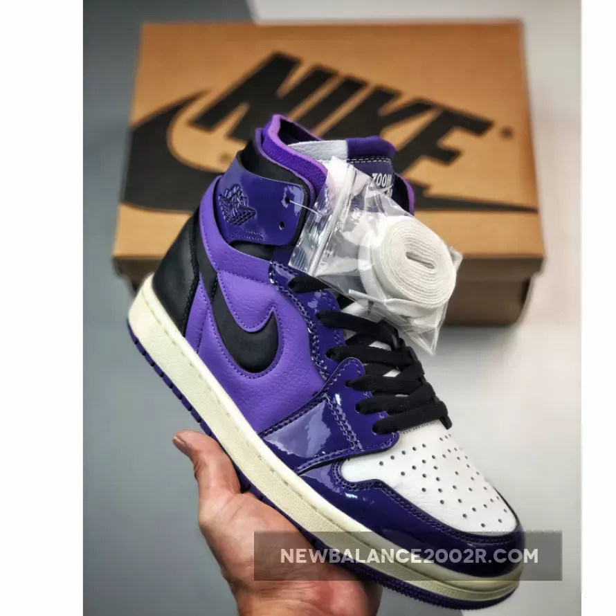 Air Jordan 1 Zoom CMFT Purple Patent CT0979-505 / purple and black and white jordans