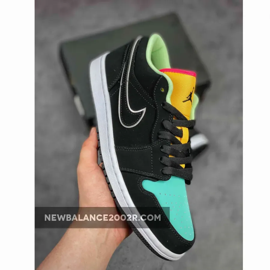 Air Jordan 1 Low Black/Aurora Green/Laser Orange