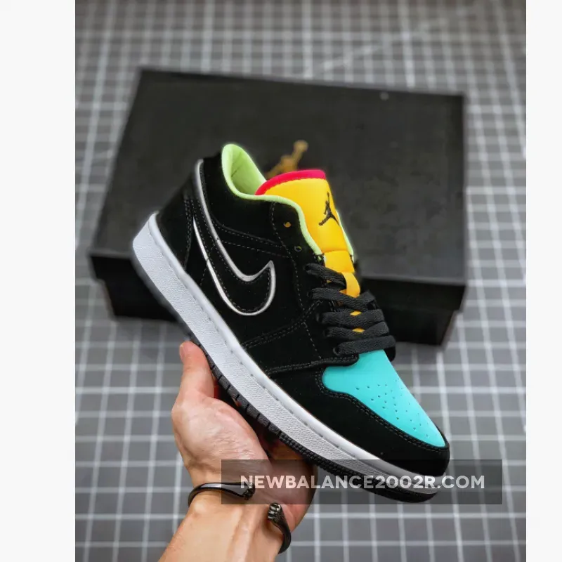 Air Jordan 1 Low Black Yellow Turquoise