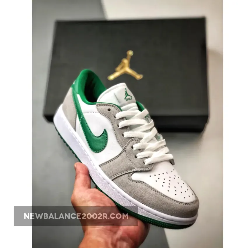 Air Jordan 1 Low Golf White/Pine Green-Light Smoke Grey