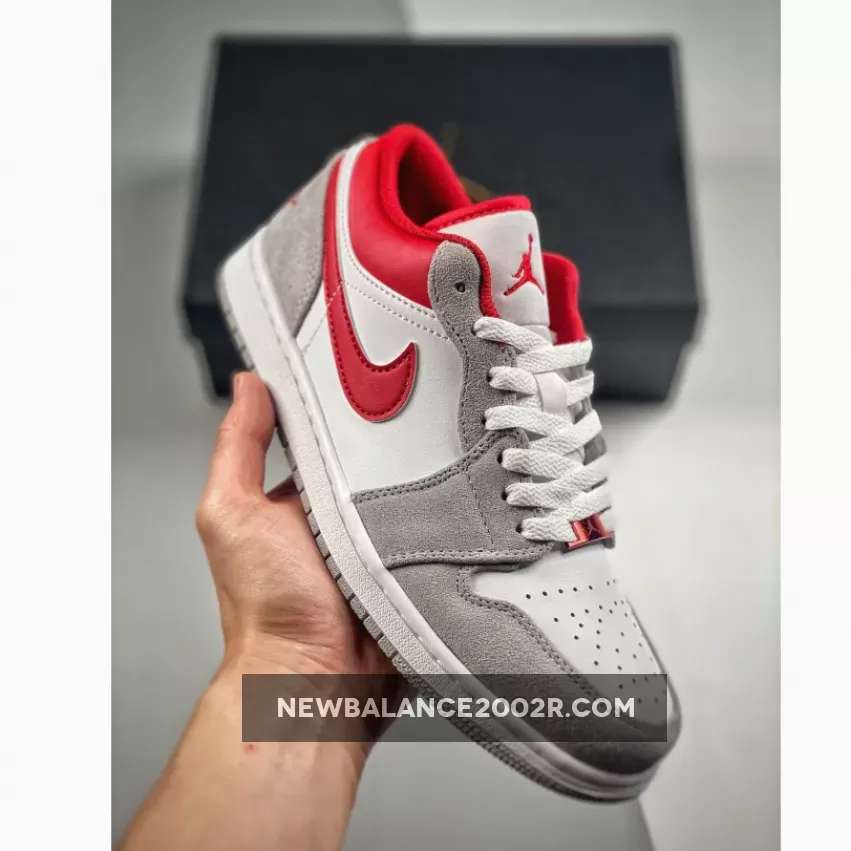 Air Jordan 1 Low Light Smoke Grey/White-Gym Red