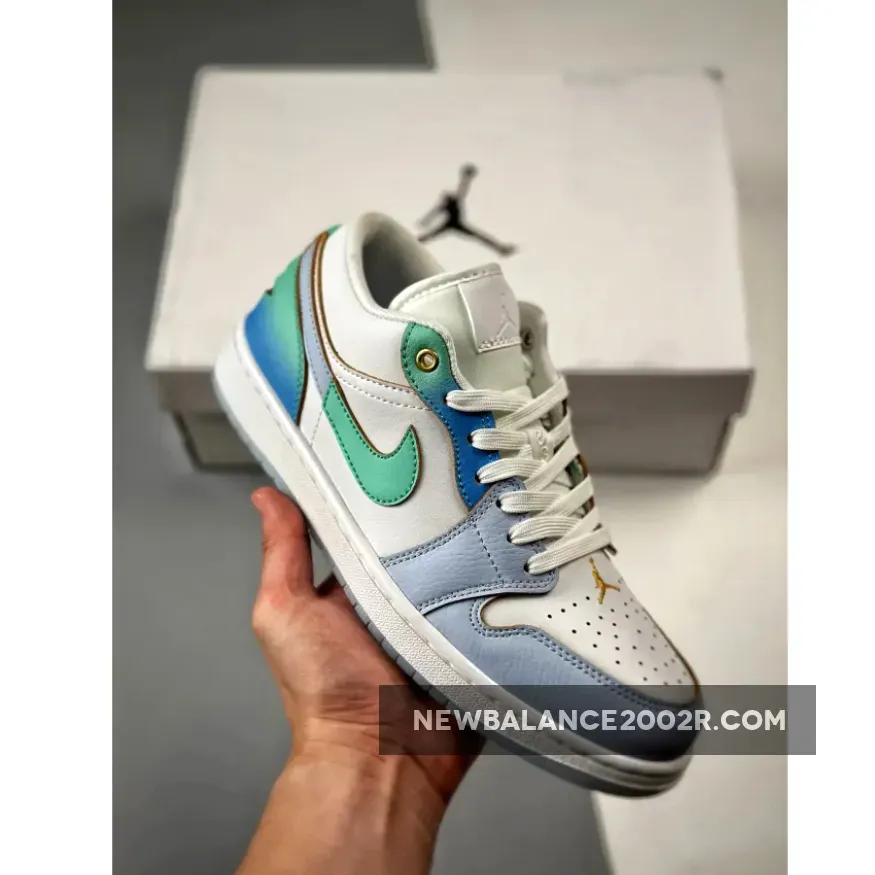 Air Jordan 1 Low SE White/Emerald Rise-Football Grey-Ice Blue