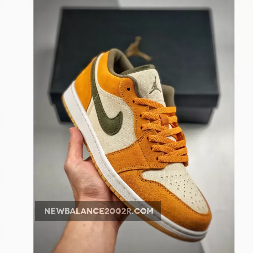 Air Jordan 1 Low White/Light Curry/Medium Olive