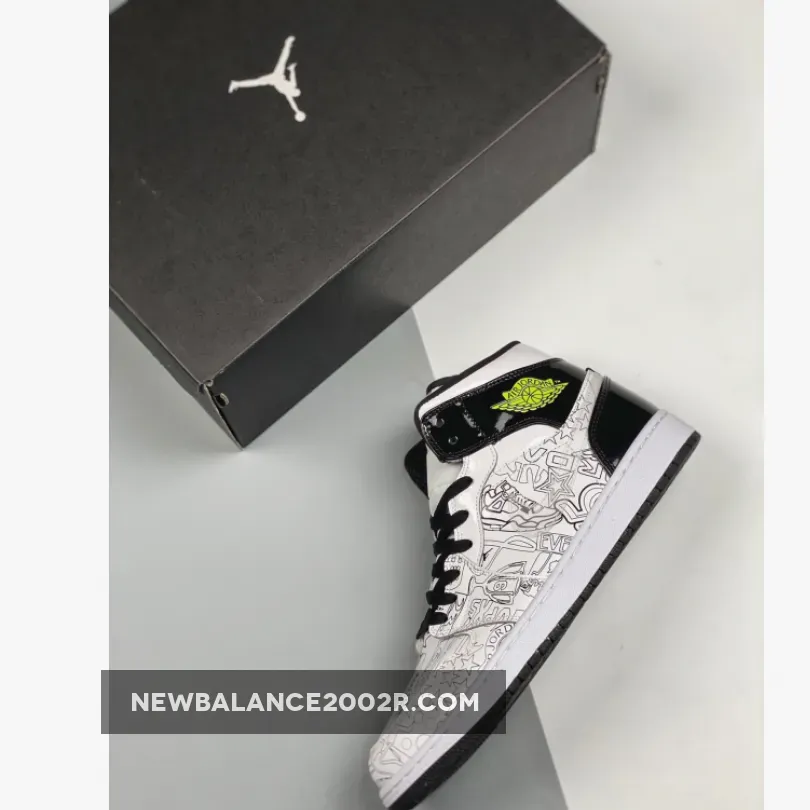Air Jordan 1 Mid Gs 'Diy' AJ1 White/White/Black-Volt Air Jordan 1 Mid Gs 'Diy' AJ1 White/White/Black-Volt