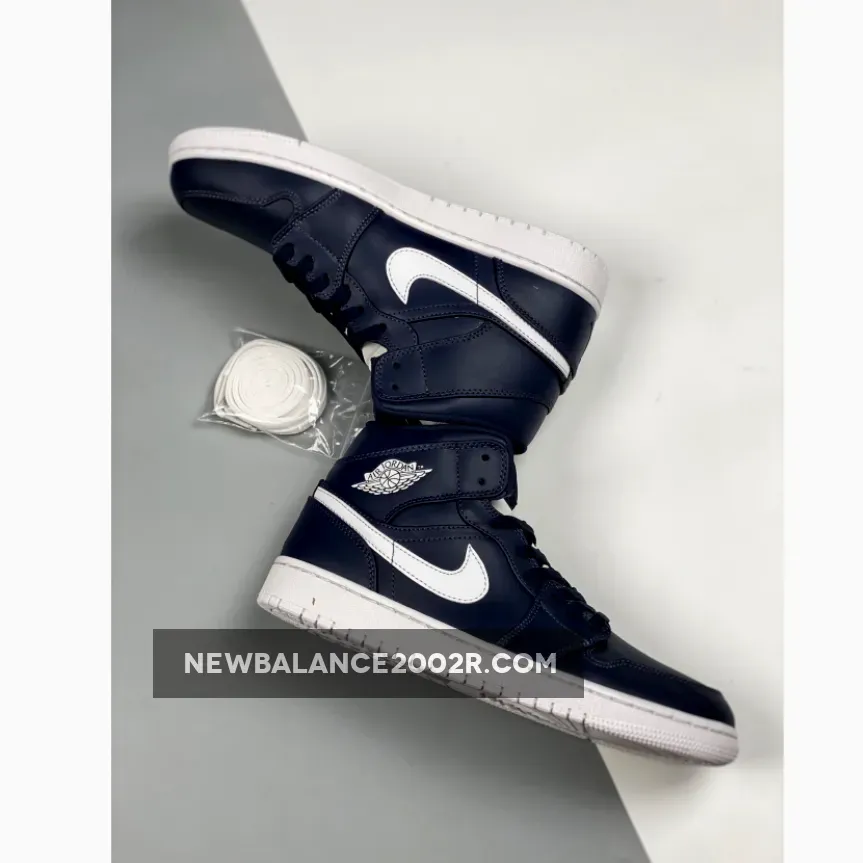 Air Jordan 1 Mid Obsidian/White-White Air Jordan 1 Mid Obsidian/White-White