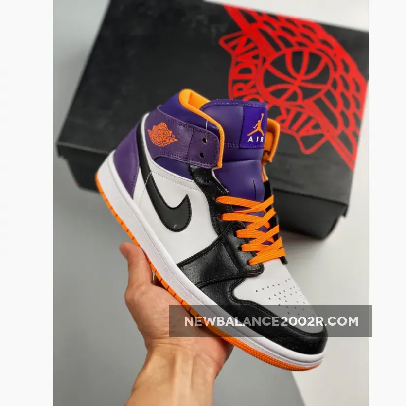 Air Jordan 1 Mid ‘Phoenix Suns’ White/Bright Citrus/Court Purple-Black