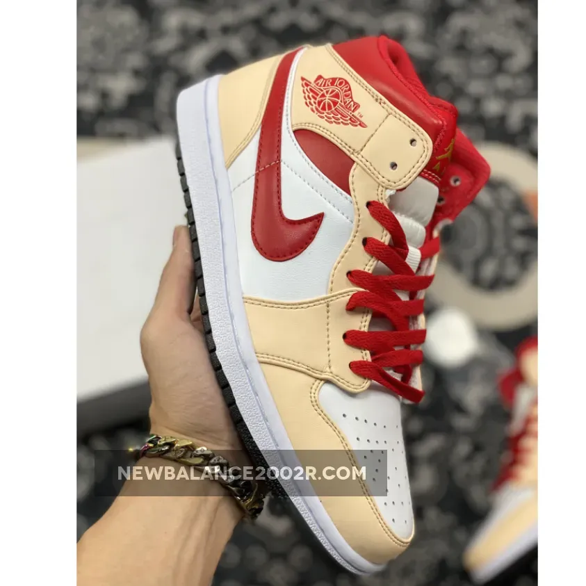 Air Jordan 1 Mid White/Beige-Red