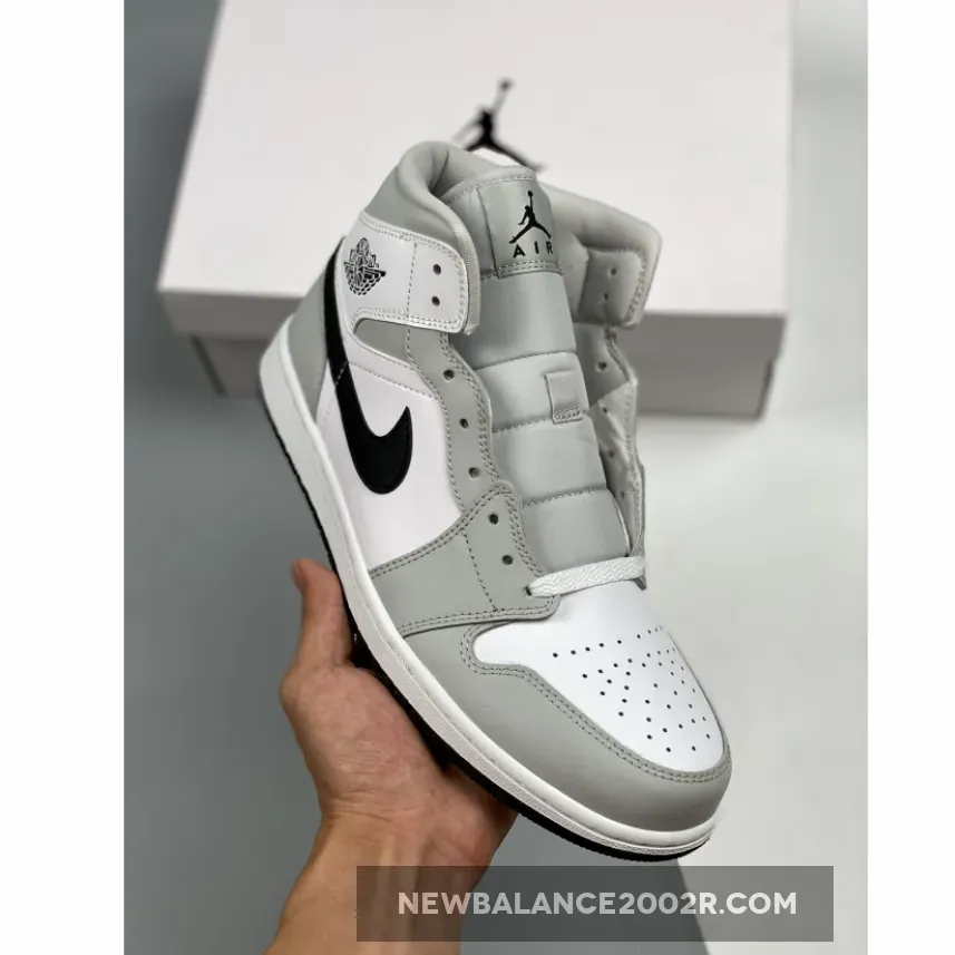 Air Jordan 1 Mid White/Light Smoke Grey-Black