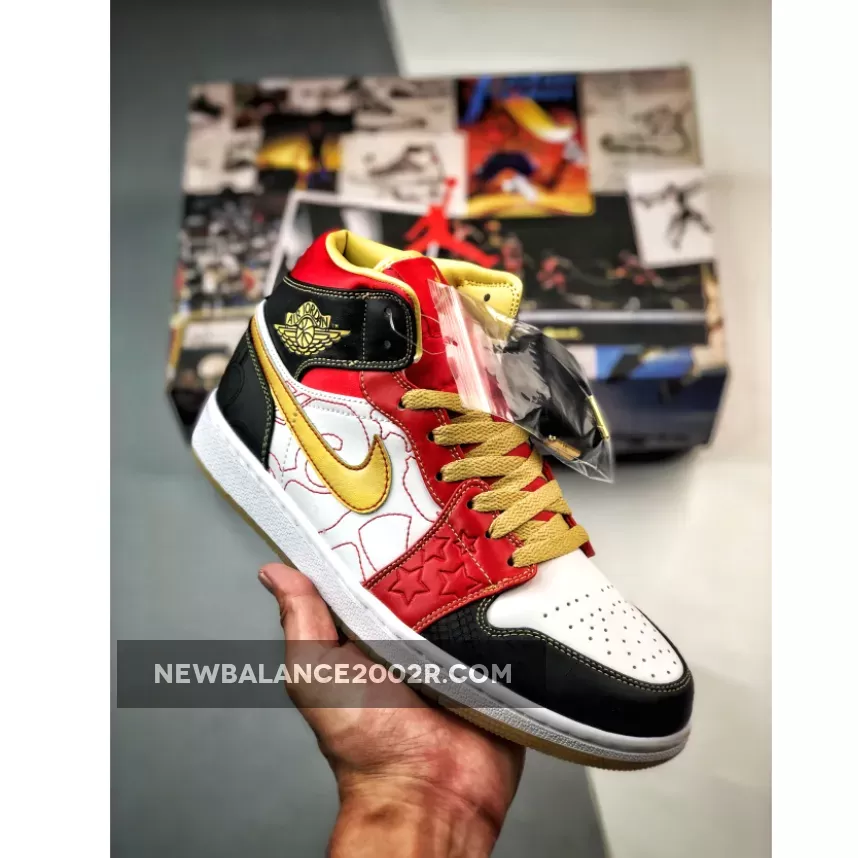 Air Jordan 1 Mid XQ White/Gold Dust/Sport Red/Black