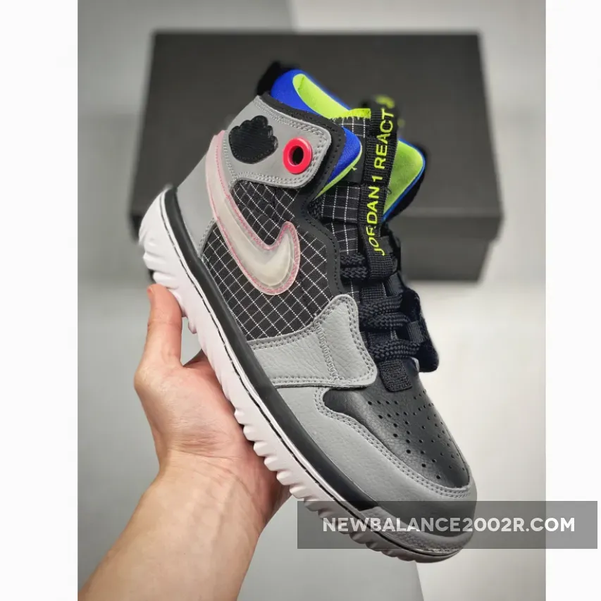 Air Jordan 1 React Black Grey Green Blue Pink