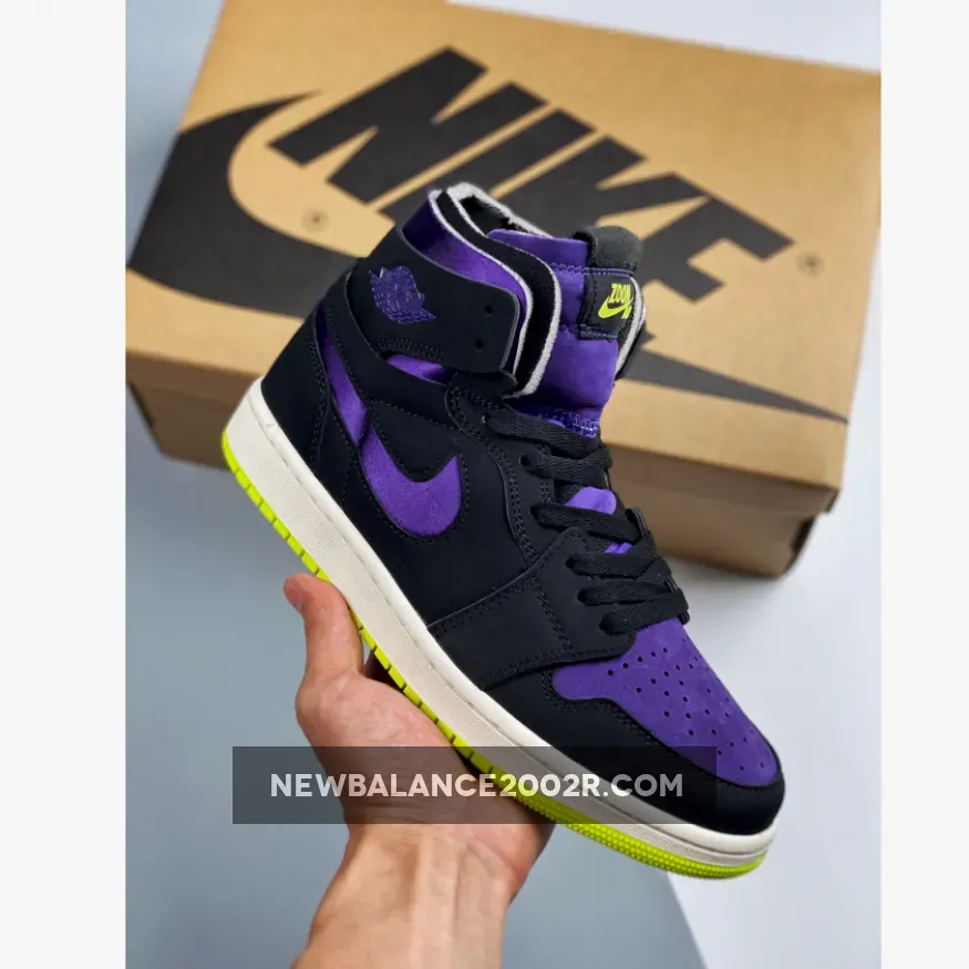 Air Jordan 1 Zoom Comfort Black/Court Purple-Lemon Venom-Sail