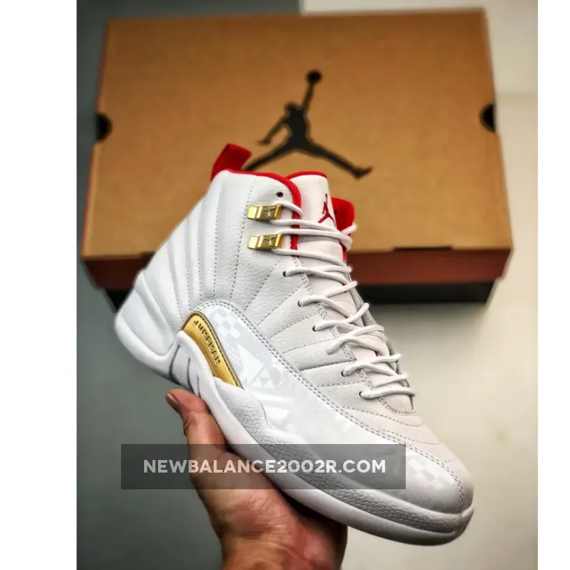 Air Jordan 12 Retro "FIBA" Unisex AJ12 White/University Red/Metallic