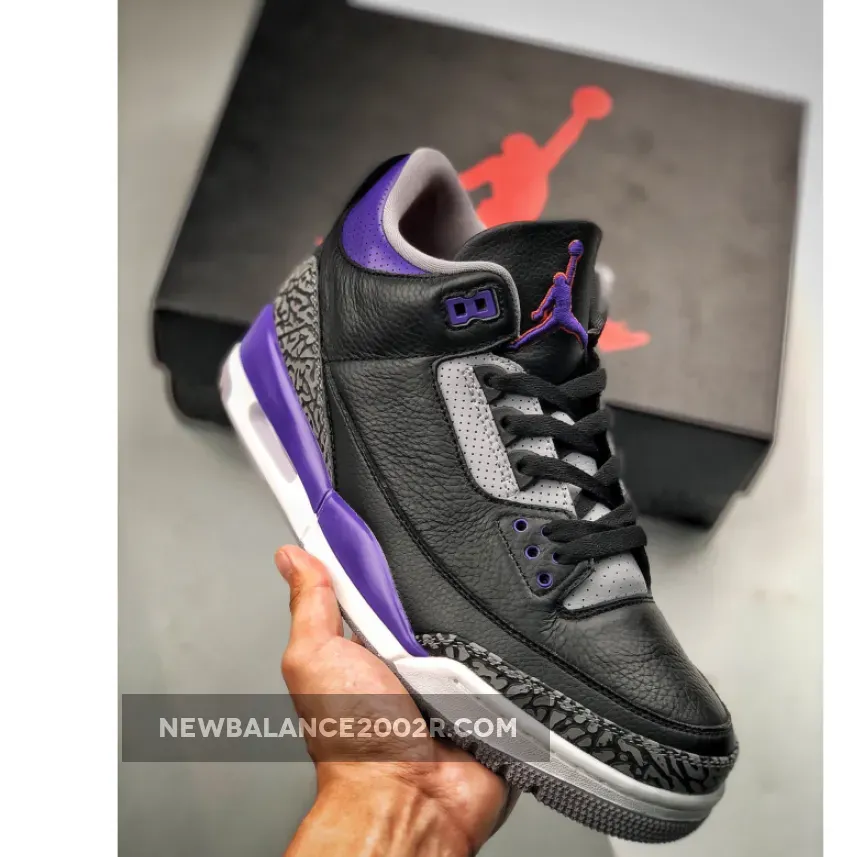 Air Jordan 3 Black/Cement Grey-White-Court Purple