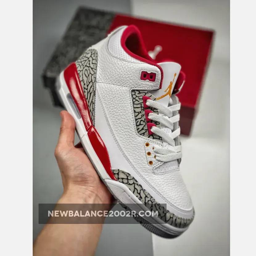 Air Jordan 3 White/Light Curry-Cardinal Red-Cement Grey