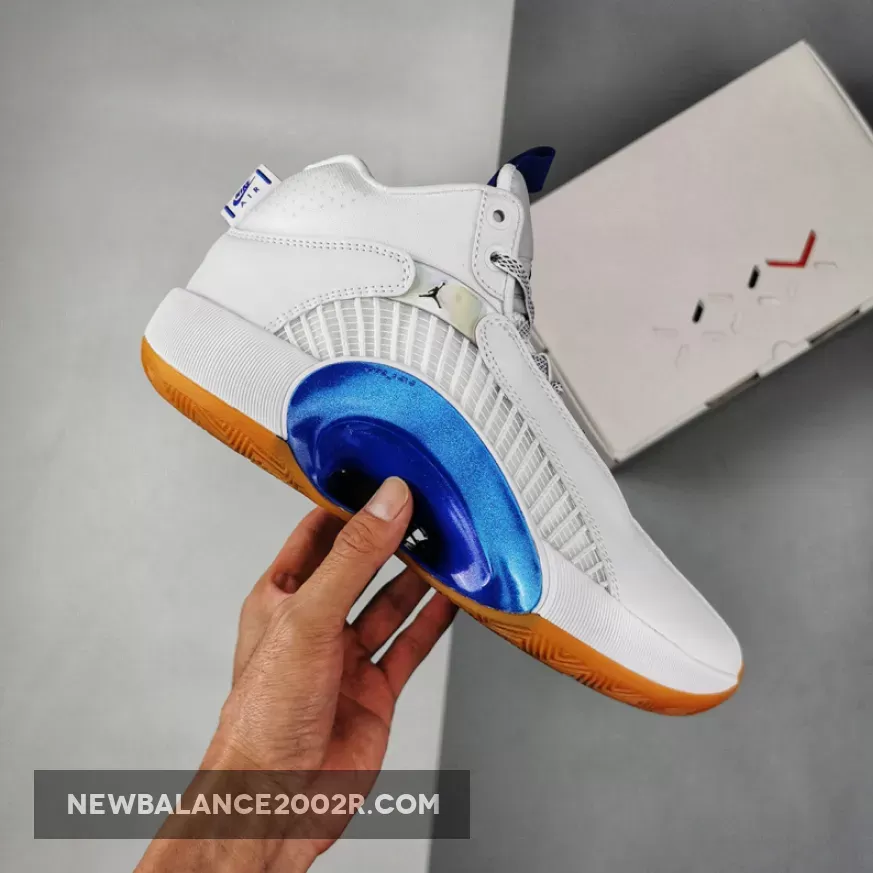 Air Jordan 35 "Sisterhood" White/Hyper Royal-Gum Medium Brown-Black