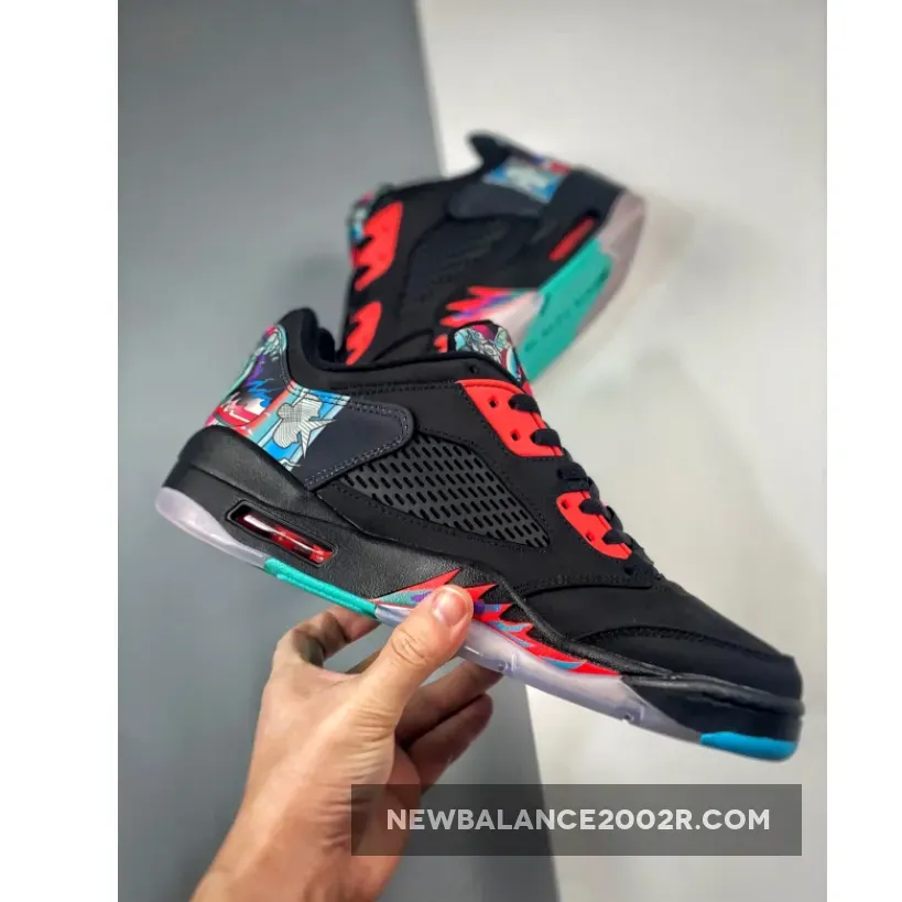 Air Jordan 5 Low "CNY" Black/Bright Crimson-Beta Blue-Black
