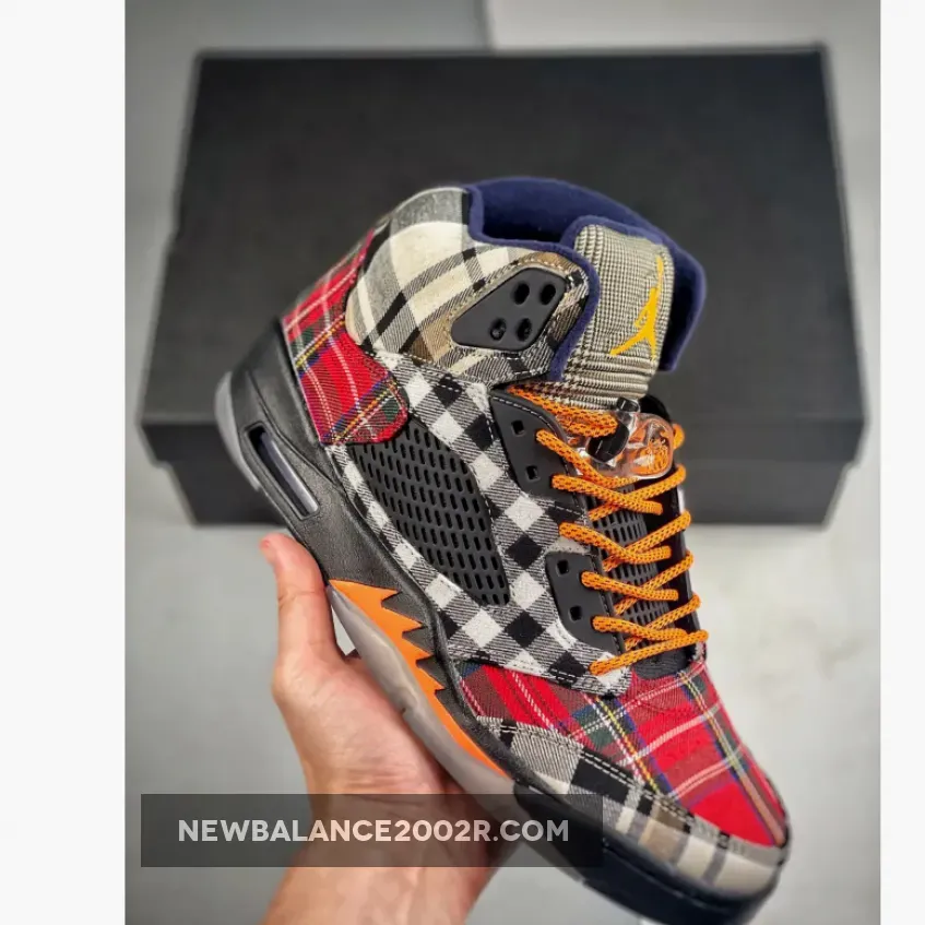 Air Jordan 5 Plaid Black/Total Orange New Sale
