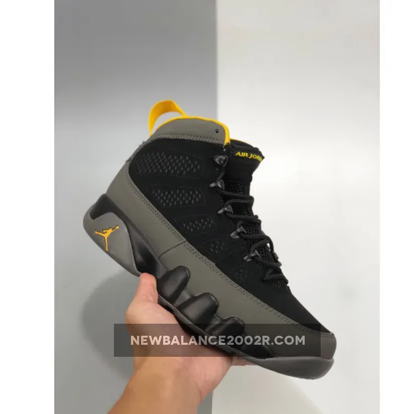 Air Jordan 9 Black/Dark Charcoal-University Gold