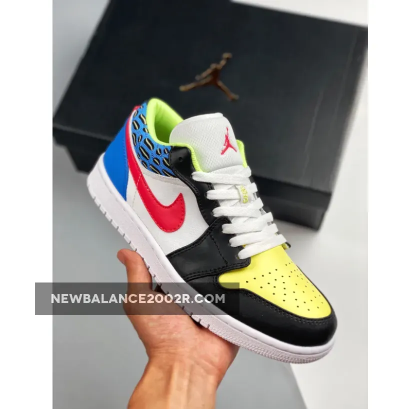 Jordan 1 Low GS Black Light Fusion Red Blue