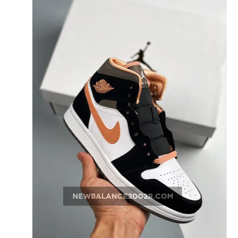 Jordan 1 Mid Black Mocha Peach For Womens