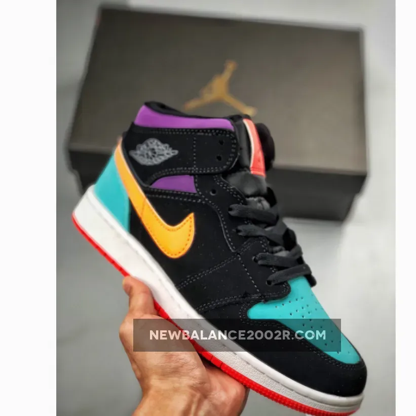 Jordan 1 Mid GS Black Multi For Womens