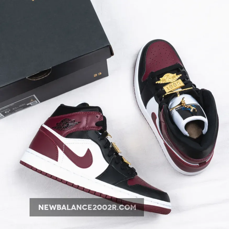 Jordan 1 Mid Maroon Black