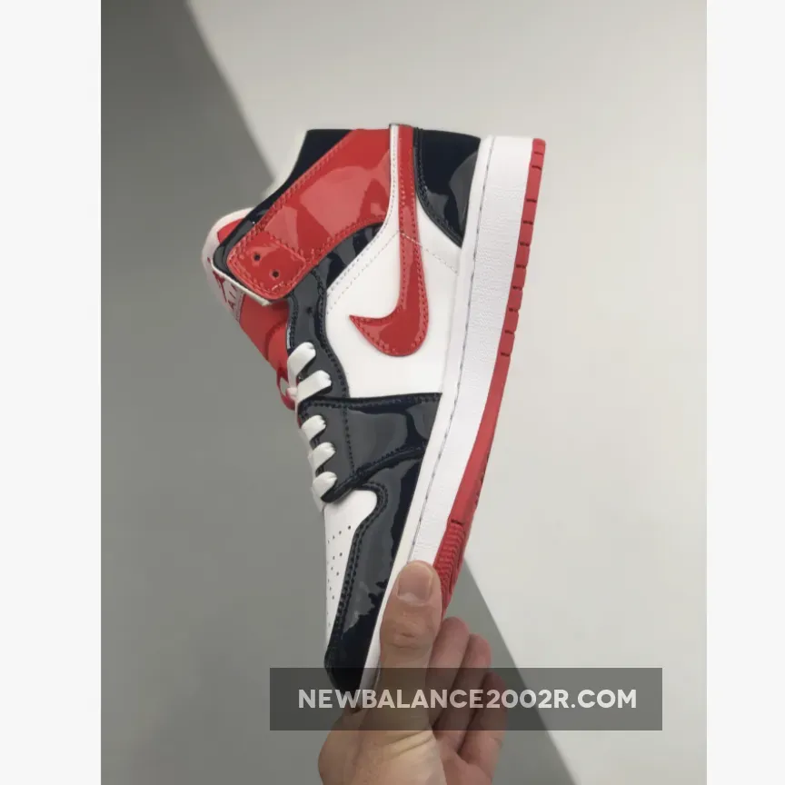 Jordan 1 Mid Patent Leather Navy Orange For Womens Jordan 1 Mid Patent Leather Navy Orange For Womens