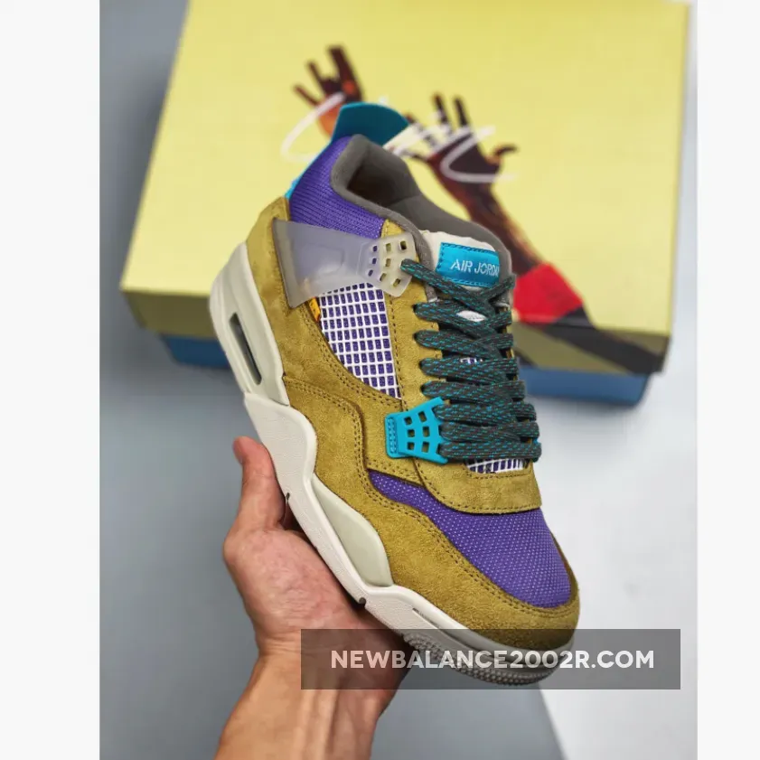 Union x Air Jordan 4 ’30th Anniversary‘ Taupe Haze/Blue Fury-Khaki-Roma Green